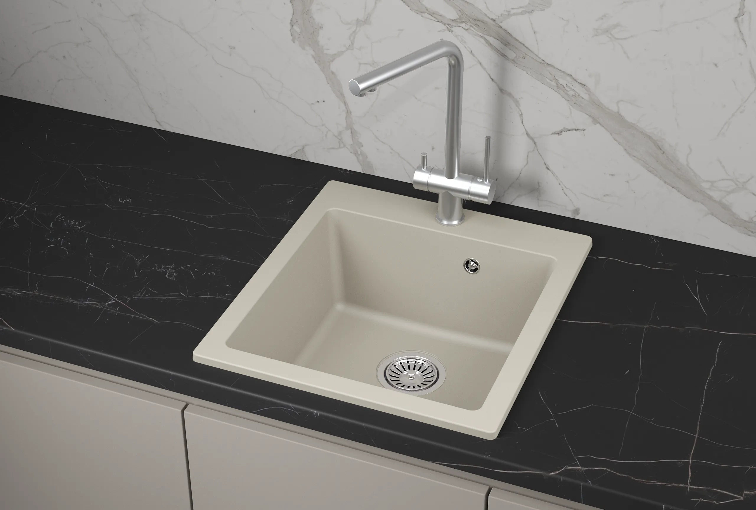 Мойка для кухни Granula 4651 креман, 46,5х51 см, квадратная